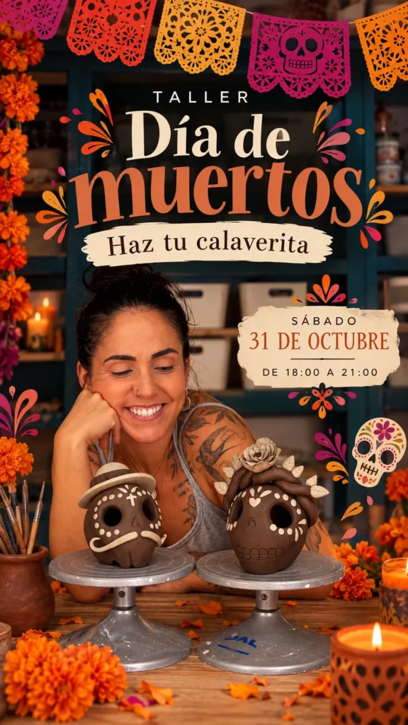 Cartel del Taller de Día de muertos, haz tu calaverita