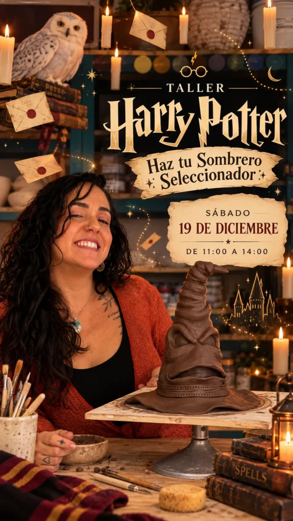 Cartel del Taller de Harry Potter, haz tu sombrero seleccionador