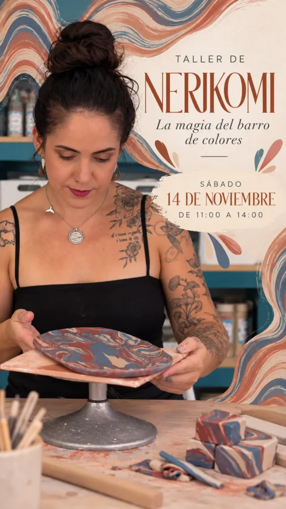 Cartel del Taller de Nerikomi, la magia del barro de colores