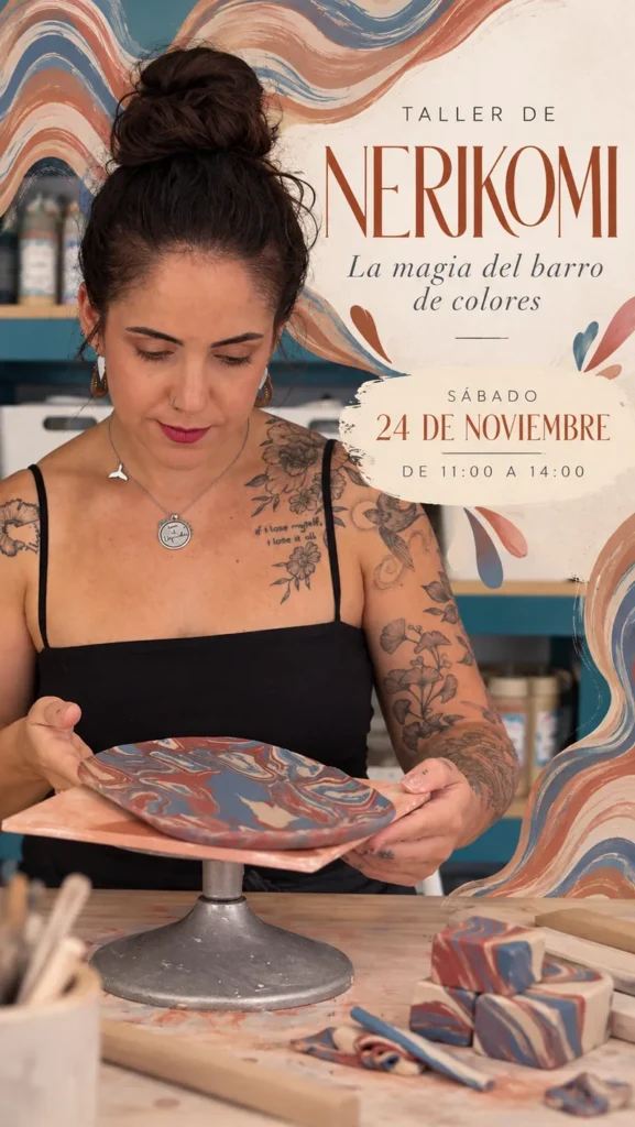 Cartel del Taller de Nerikomi, la magia del barro de colores